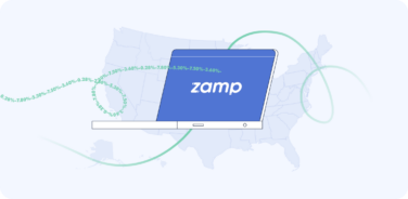 A laptop parsing a complicated string of numbers - like Zamp does with sales tax