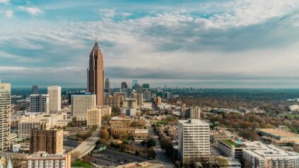 Image showing downtown Atlanta, Georgia with skyscrapers and a picturesque blue sky